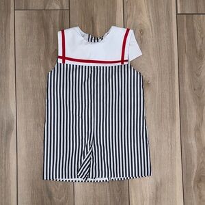 TBBC Striped Sleeveless Jon Jon with Red Accent